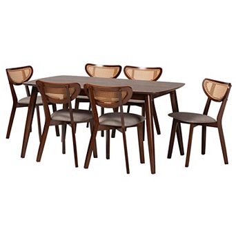 Baxton Studio Dannell 7 pc Dining Set with Upholstered Chairs