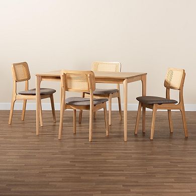 Baxton Studio Dannon 5-Piece Dining Set with Upholstered Chairs