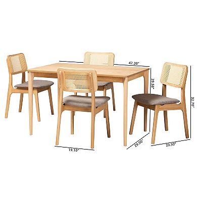 Baxton Studio Dannon 5-Piece Dining Set with Upholstered Chairs
