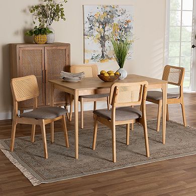 Baxton Studio Dannon 5-Piece Dining Set with Upholstered Chairs