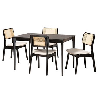 Baxton Studio Dannon 5 pc Dining Set with Upholstered Chairs