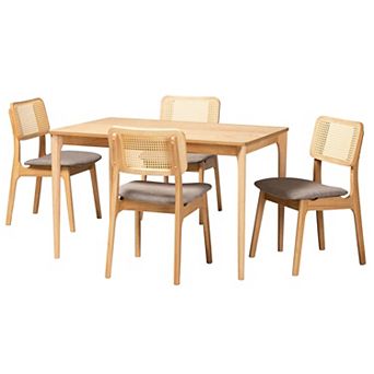 Baxton Studio Dannon 5 pc Dining Set with Upholstered Chairs