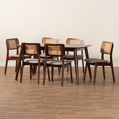 Baxton Studio Dannon 7-Piece Dining Set with Upholstered Chairs