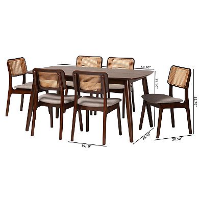 Baxton Studio Dannon 7-Piece Dining Set with Upholstered Chairs