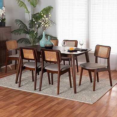 Baxton Studio Dannon 7-Piece Dining Set with Upholstered Chairs