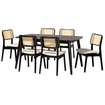 Baxton Studio Dannon 7 pc Dining Set with Upholstered Chairs