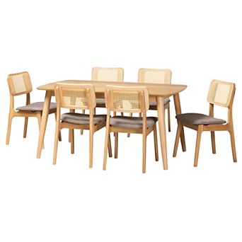 Baxton Studio Dannon 7 pc Dining Set with Upholstered Chairs