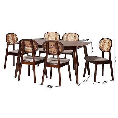 Baxton Studio Darrion 7-Piece Dining Set with Upholstered Chairs