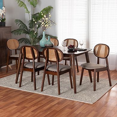 Baxton Studio Darrion 7-Piece Dining Set with Upholstered Chairs