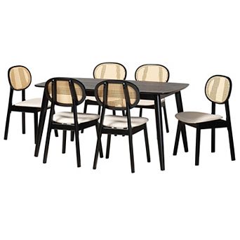 Baxton Studio Darrion 7 pc Dining Set with Upholstered Chairs