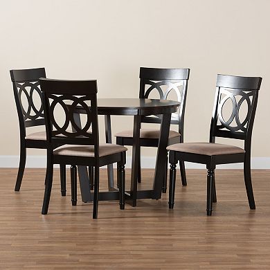 Baxton Studio Estelle 5-Piece Dining Set with Round Table and Upholstered Chairs