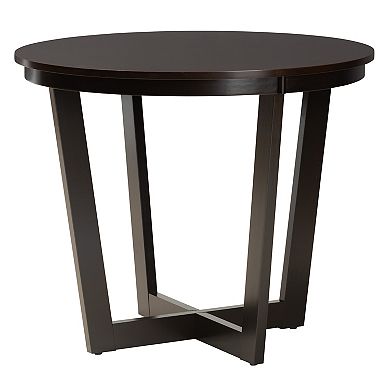 Baxton Studio Estelle 5-Piece Dining Set with Round Table and Upholstered Chairs