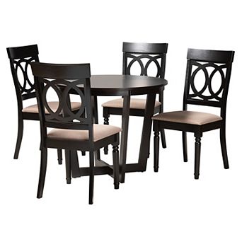 Baxton Studio Estelle 5 pc Dining Set with Round Table and Upholstered Chairs