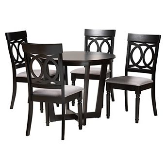 Baxton Studio Estelle 5 pc Dining Set with Round Table and Upholstered Chairs