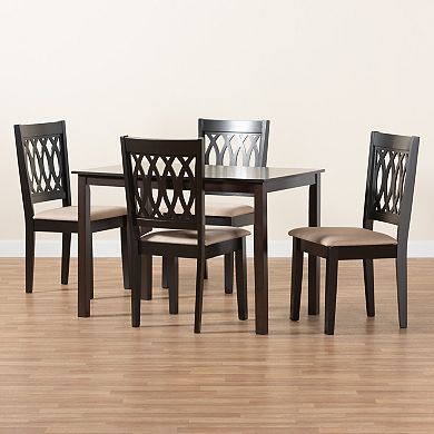 Baxton Studio Florencia 5-Piece Dining Set with Upholstered Chairs