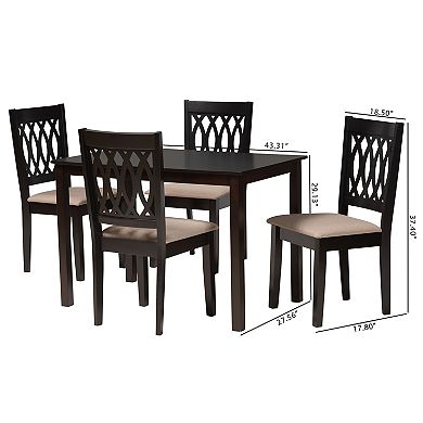 Baxton Studio Florencia 5-Piece Dining Set with Upholstered Chairs