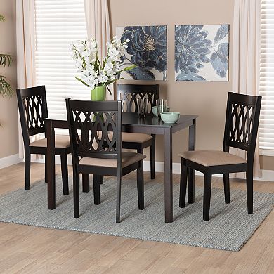 Baxton Studio Florencia 5-Piece Dining Set with Upholstered Chairs
