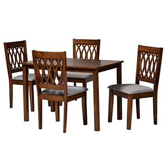 Baxton Studio Florencia 5 pc Dining Set with Upholstered Chairs