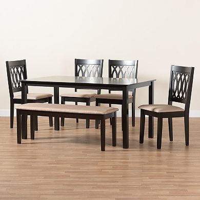 Baxton Studio Florencia 6-Piece Dining Set with Upholstered Seating
