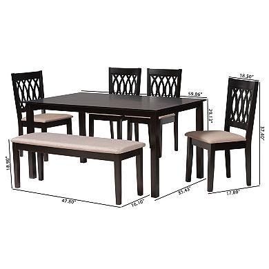 Baxton Studio Florencia 6-Piece Dining Set with Upholstered Seating