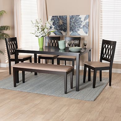 Baxton Studio Florencia 6-Piece Dining Set with Upholstered Seating