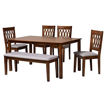 Baxton Studio Florencia 6 pc Dining Set with Upholstered Seating