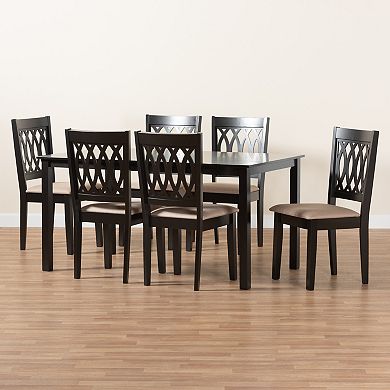 Baxton Studio Florencia 7-Piece Dining Set with Upholstered Chairs
