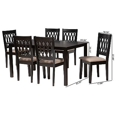 Baxton Studio Florencia 7-Piece Dining Set with Upholstered Chairs