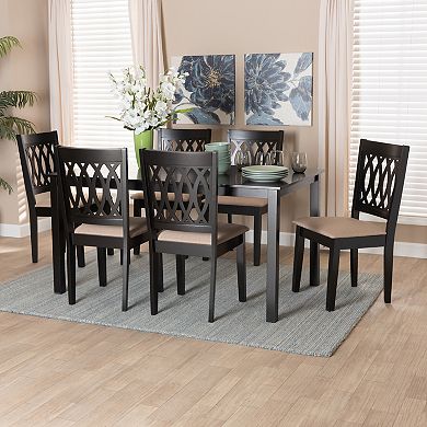 Baxton Studio Florencia 7-Piece Dining Set with Upholstered Chairs