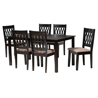 Baxton Studio Florencia 7 pc Dining Set with Upholstered Chairs