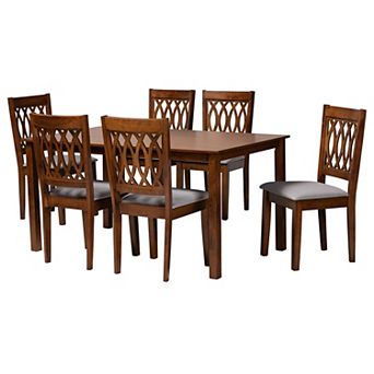 Baxton Studio Florencia 7 pc Dining Set with Upholstered Chairs