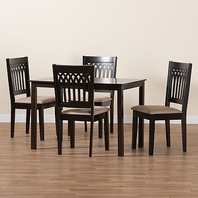 Baxton Studio Genesis 5-Piece Dining Set with Upholstered Chairs