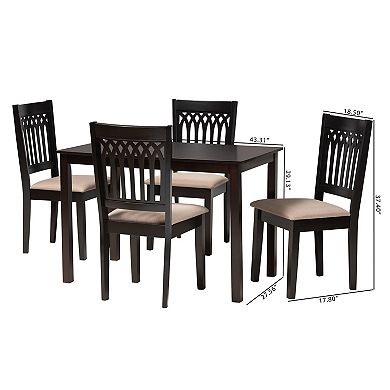 Baxton Studio Genesis 5-Piece Dining Set with Upholstered Chairs
