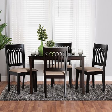 Baxton Studio Genesis 5-Piece Dining Set with Upholstered Chairs