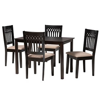 Baxton Studio Genesis 5 pc Dining Set with Upholstered Chairs