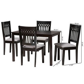 Baxton Studio Genesis 5 pc Dining Set with Upholstered Chairs