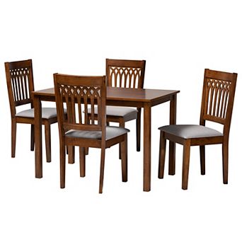 Baxton Studio Genesis 5 pc Dining Set with Upholstered Chairs