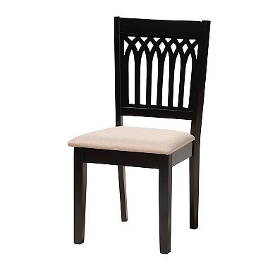 Baxton Studio Genesis 6-Piece Dining Set with Upholstered Chairs and Bench