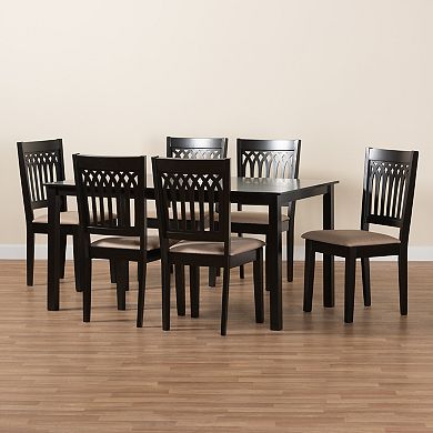 Baxton Studio Genesis 7-Piece Dining Set with Upholstered Chairs