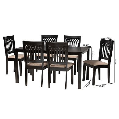 Baxton Studio Genesis 7-Piece Dining Set with Upholstered Chairs