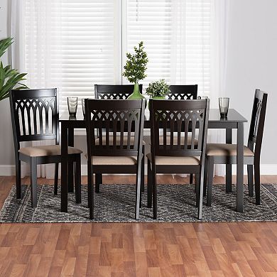 Baxton Studio Genesis 7-Piece Dining Set with Upholstered Chairs
