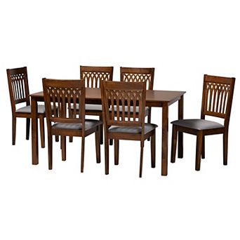 Baxton Studio Genesis 7 pc Dining Set with Upholstered Chairs