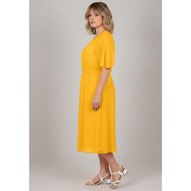Avenue Women's Plus Size Caplet Midi Dress