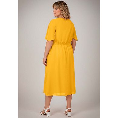 Avenue Women's Plus Size Caplet Midi Dress