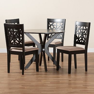Baxton Studio Karel 5-Piece Dining Set with Geometric Chair Design