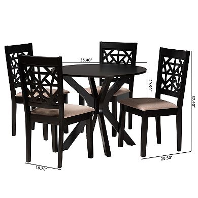 Baxton Studio Karel 5-Piece Dining Set with Geometric Chair Design