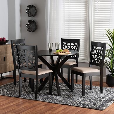 Baxton Studio Karel 5-Piece Dining Set with Geometric Chair Design