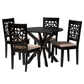 Baxton Studio Karel 5 pc Dining Set with Geometric Chair Design