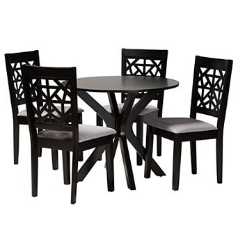 Baxton Studio Karel 5 pc Dining Set with Geometric Chair Design