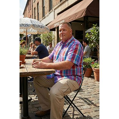 KingSize Men's Big & Tall Plaid Wrinkle-Resistant Short Sleeve Button Down